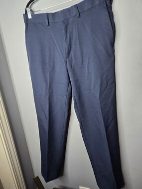 Saddlebred Performance Dress Pants Mens 34x29 Navy Blue Flat Front Career Work
